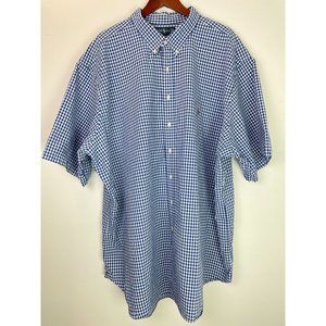 Ralph Lauren Men's Blue Cotton Check Button Down Shirt 4XTL Short Sleeve